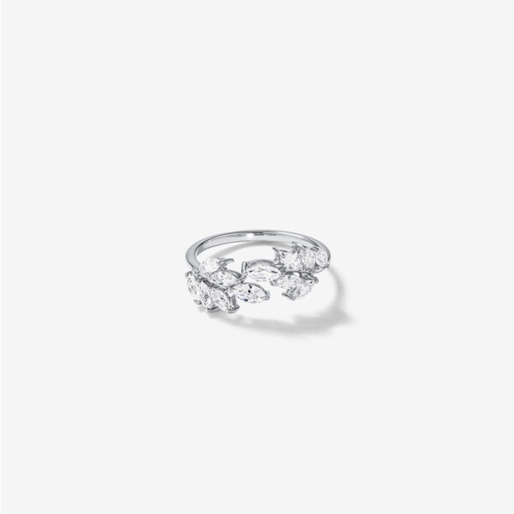 Elegant Silver Open Vine Silver Leaf Design Ring